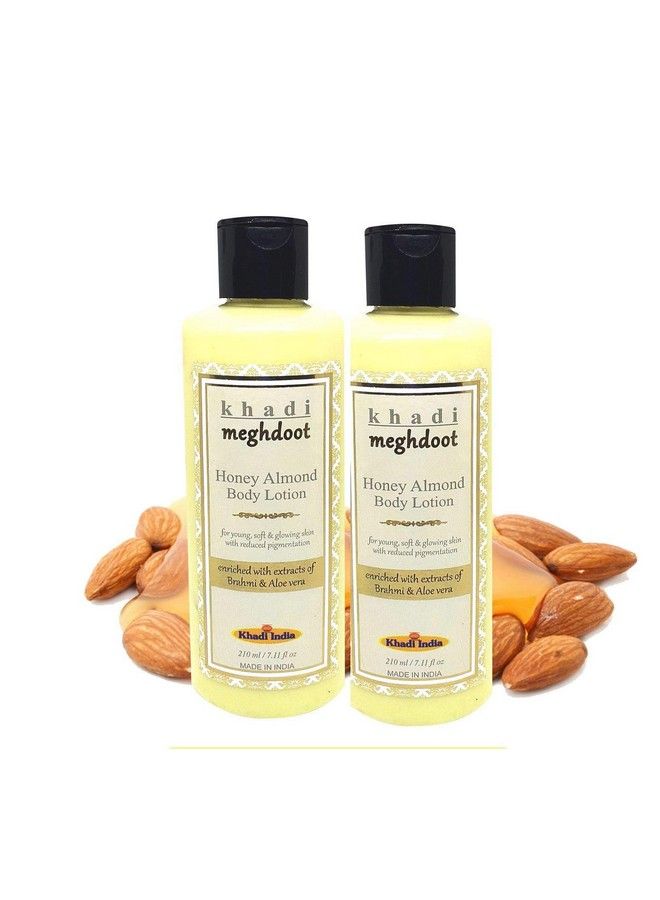 Natural Honey Almond Body Lotion 210Ml Enriched With Brahmi And Aloe Vera For Soft And Glowing Skin; Body Lotion For Dry Skin; Ayurvedic Lotion (Pack Of 2)