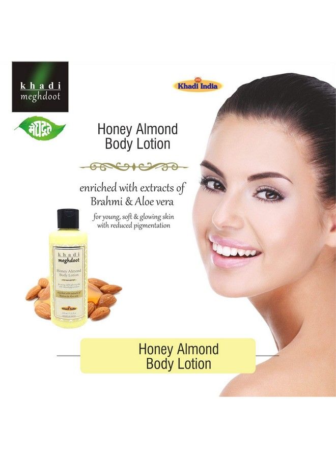 Natural Honey Almond Body Lotion 210Ml Enriched With Brahmi And Aloe Vera For Soft And Glowing Skin; Body Lotion For Dry Skin; Ayurvedic Lotion (Pack Of 2)