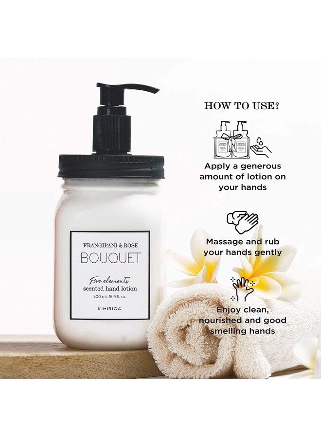 Bouquet Nourishing Hand Lotion 500 Ml ; Soft And Smooth Hands With Lightweight Moisturization ; Frangipani And Rose Bouquet Hand Lotion ; Nonsticky Lotion For Hydrating Dry And Dull Skin