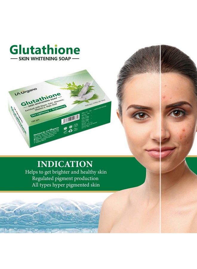 Glutathione Neem & Tulsi Skin Whitening Soap With Kojic Acid For Skin Lightening & Brightening Dark Spot And Dead Skin Cell Removal Fairness Soap All Skin Type (Pack Of 6)