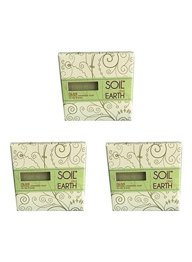 3-Piece Handmade Natural Olive Soap Clear 125grams