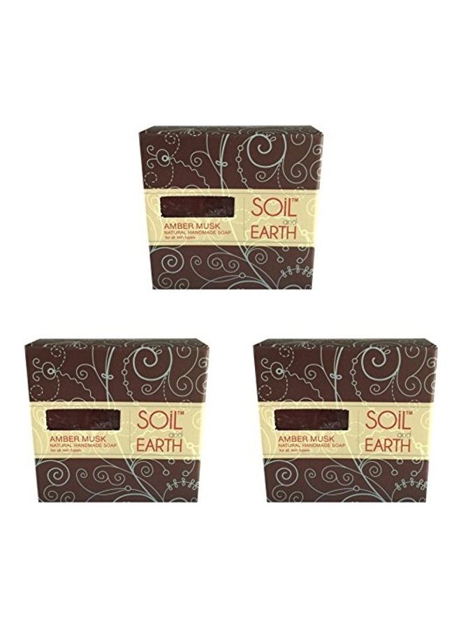 3-Piece Amber Musk Natural Handmade Soap Clear 125grams