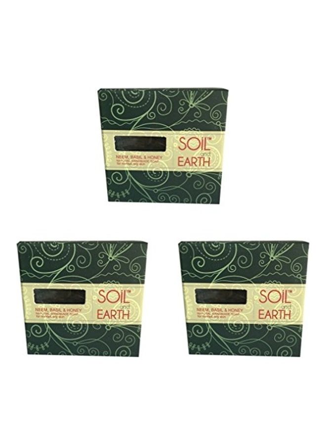 3-Piece Neem, Basil And Honey Natural Handmade Soap Clear 125grams