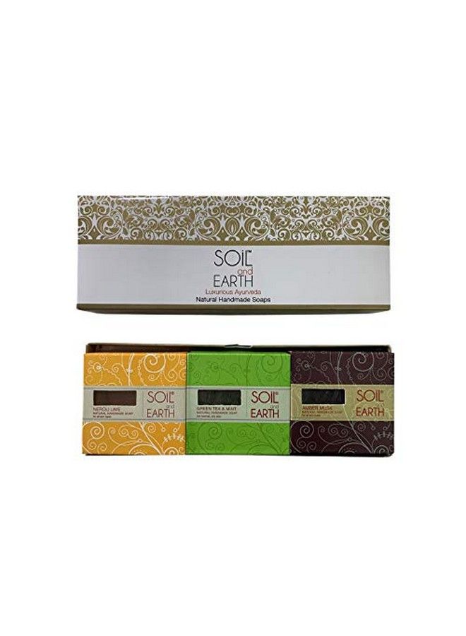 Handmade Natural Coldpressed Soap Gift Box Neroli Green Tea Amber No Silicones & Parabens 3 X 125 Gm/ 4.4 Oz.