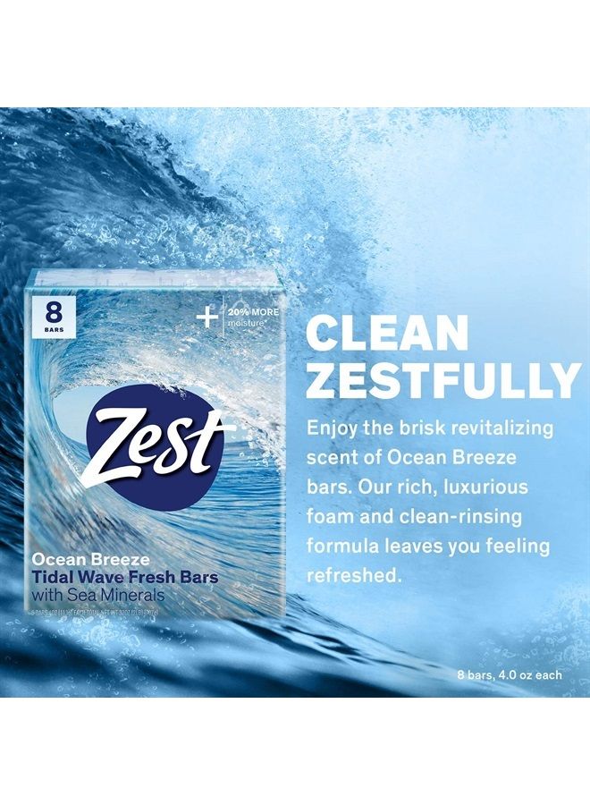 Ocean Breeze Bar Soap - 8 Bars - Enriched With Sea Minerals - Rich Lathering Bars Leave Your Body Feeling Smooth And Moisturized with an Invigorating Scent