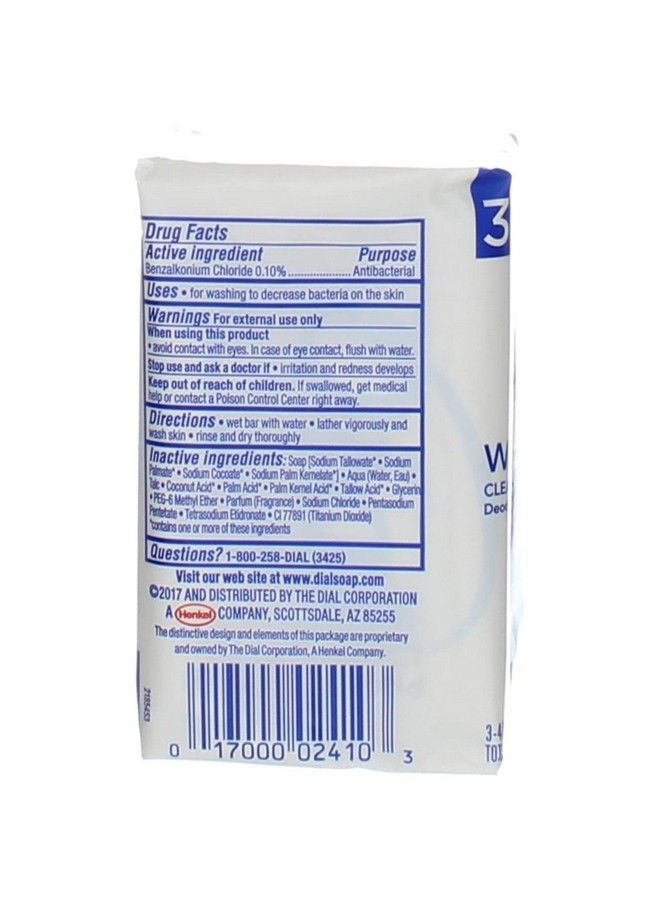 Antibacterial Deodorant Bar Soap 4 Oz Bars White 3 Ea (Pack Of 12)