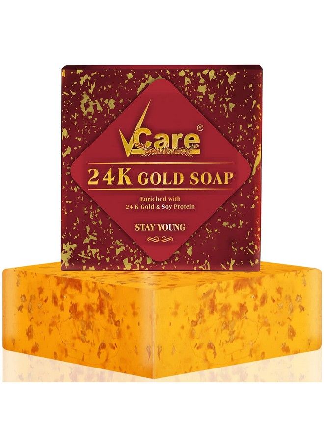 24K Gold Soaps For Bath 125G Best Anti Aging Soap Bar For Women And Men Reduces Wrinkles And Exfoliates Dirt Impurities Rejuvenates Skin Cells For A Soft And Glowing Skin