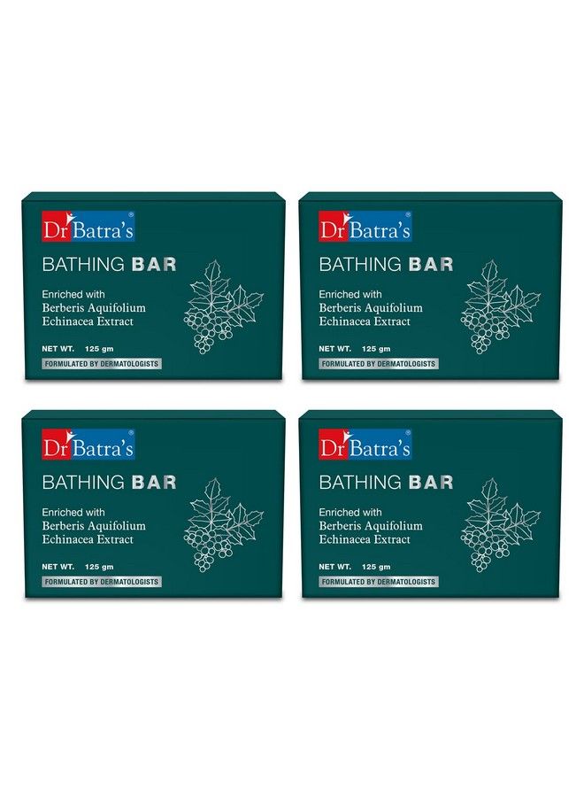 Dr. Batra'S Bathing Bar Enriched With Berberis And Aquifolium Soap For Clean Clear & Luminous Skin Protection From Infections Reduces Skin Inflammation Longlasting Moisturzing Effect (125G Pack Of 4)