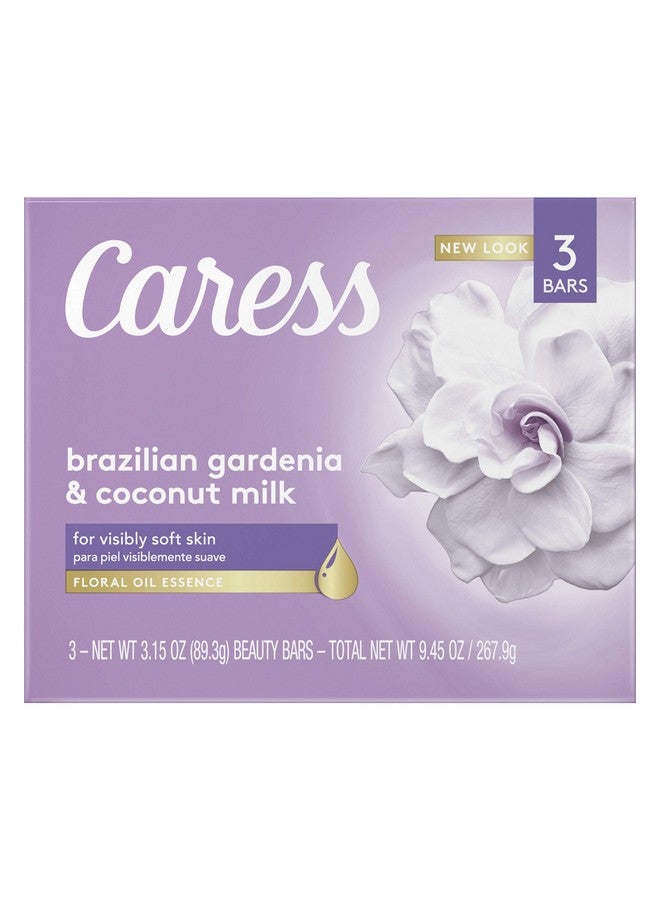 Aress Beauty Bar Soap For Visibly Soft Skin Brazilian Gardenia & Coconut Milk With Floral Oil Essence 3.15 Oz 3 Bars