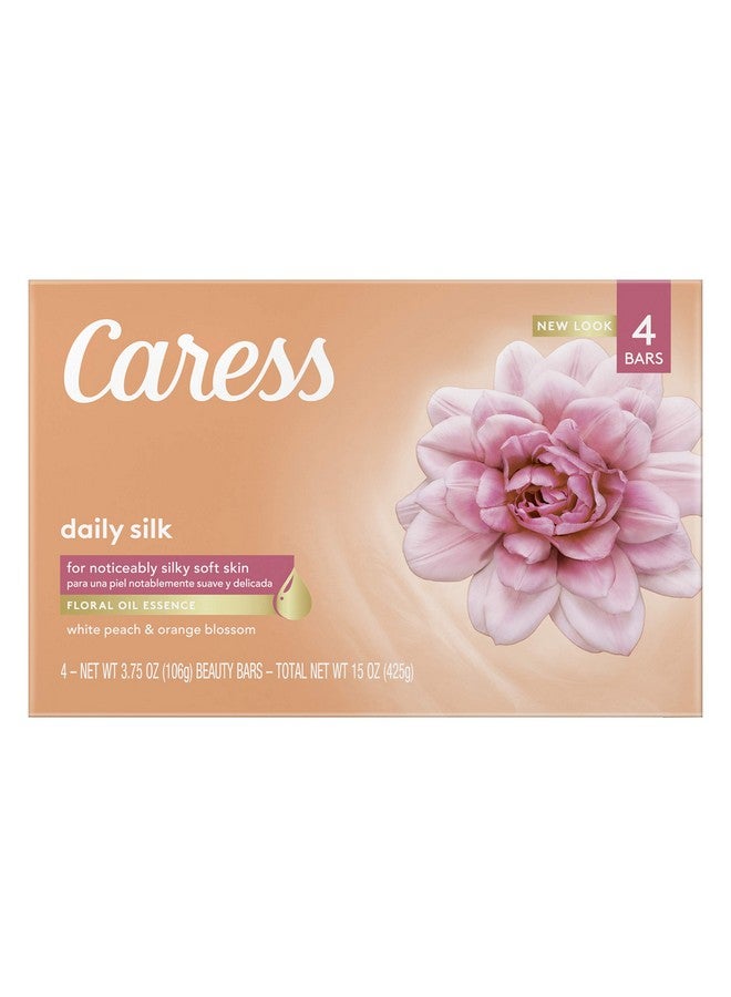 Beauty Bar Soap For Silky Soft Skin Daily Silk With Silk Extract And Floral Oil Essence 3.75 Oz 4 Bars