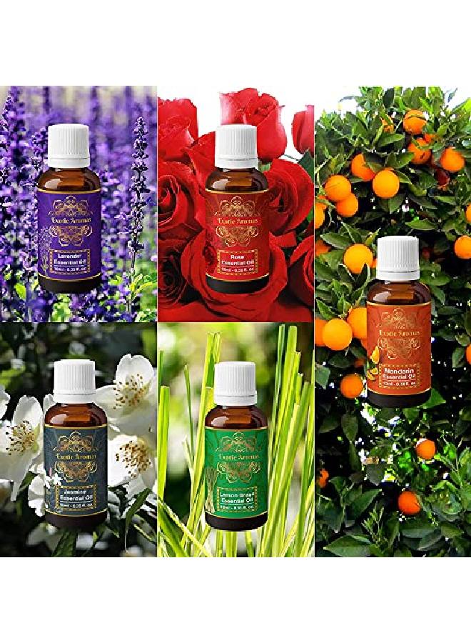 Essential Oil Lavender Oil Lemongrass Oil Jasmine Oil Mandarin Oil Rose Oil (Pack Of 5)