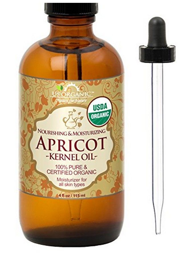 Apricot Kernel Oil Usda Certified Organic100% Pure & Natural Cold Pressed Virgin Unrefined In Amber Glass Bottle W/ Glass Eyedropper For Easy Application (4 Oz (Large))