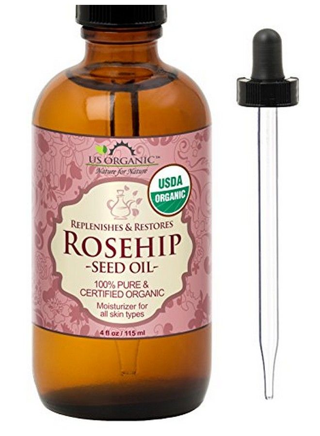 Rosehip Seed Oil Usda Certified Organic Cold Pressed Virgin Organic Amber Glass Bottle And Glass Eye Dropper For Easy Application 4 Oz (115 Ml)