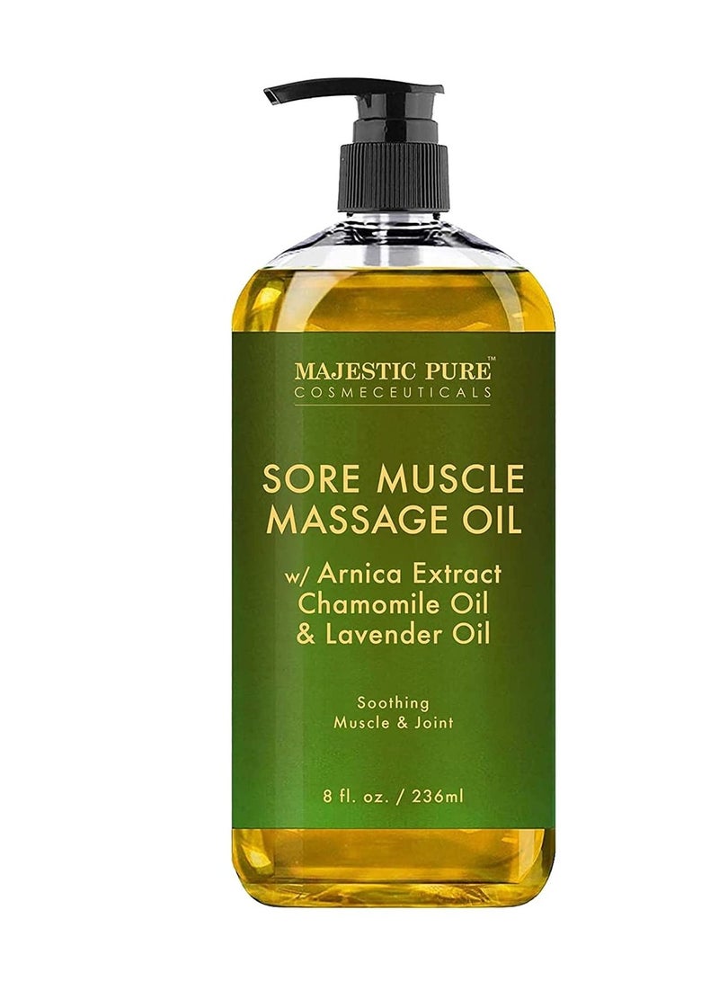 Sore Muscle Massage Oil for Body Best Natural Therapy with Lavender and Chamomile Essential Oils 236ml