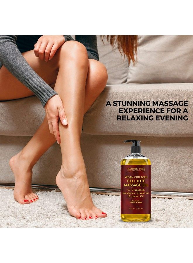 Cellulite Massage Oil With Vegan Collagen & Stem Cells Unique Blend Of Massage Essential Oils Anti Cellulite Oil Improves Skin Tightening And Firming 2 X 8 Fl Oz