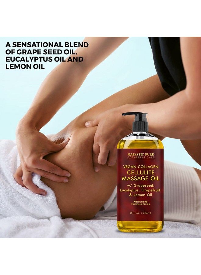 Cellulite Massage Oil With Vegan Collagen & Stem Cells Unique Blend Of Massage Essential Oils Anti Cellulite Oil Improves Skin Tightening And Firming 2 X 8 Fl Oz