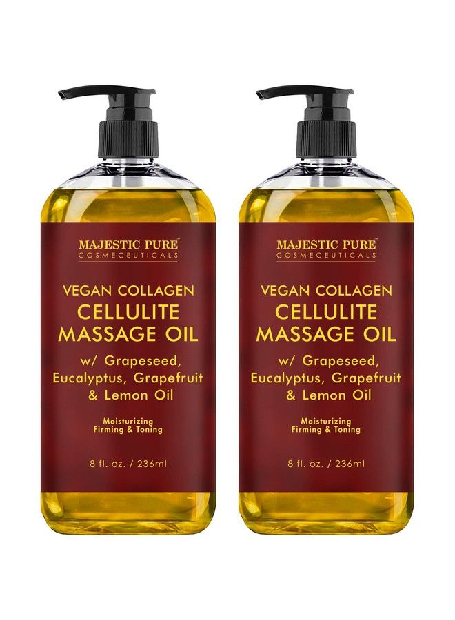 Cellulite Massage Oil With Vegan Collagen & Stem Cells Unique Blend Of Massage Essential Oils Anti Cellulite Oil Improves Skin Tightening And Firming 2 X 8 Fl Oz