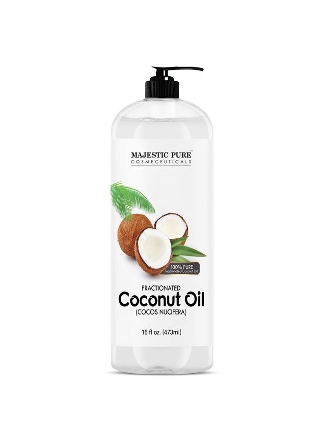 Majestic Pure Fractionated Coconut Oil - Relaxing Massage Oil, Liquid Carrier Oil for Diluting Essential Oils - Skin, Lip, Body & Hair Oil Moisturizer & Softener - 16 fl oz