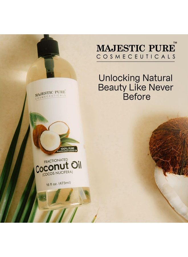 Majestic Pure Fractionated Coconut Oil - Relaxing Massage Oil, Liquid Carrier Oil for Diluting Essential Oils - Skin, Lip, Body & Hair Oil Moisturizer & Softener - 16 fl oz