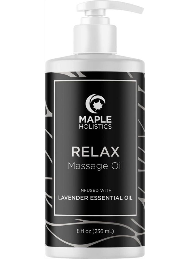 Lavender Massage Oil for Massage Therapy - Nourishing Full Body Massage Oil for Sore Muscles for Pro or Home Use with Moisturizing Coconut Oil and Lavender Essential Oil - Non Greasy or Staining