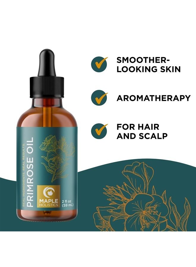 Pure Evening Primrose Oil for Skin - Cold Pressed Natural Face Moisturizer and Nourishing Hair Oil - Use in DIY Skin Care for Dry Flaky Skin Hydration and as a Carrier Oil for Essential Oils Mixing