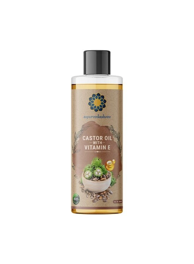 100% Pure Cold-Pressed Castor Oil with Vitamin E 200 ML, 6.76 fl oz - Conditioning & Healing, For Dry Skin, Hair Care, Coldpressed Castor Oil with Vitamin E