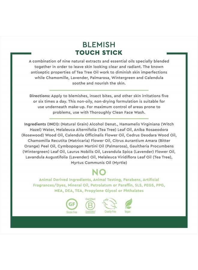 Herbal Blemish Touch Stick with Natural Extracts & Essential Oils - .31 Fl Ounce - Antiseptic Tea Tree Oil - Chamomile - Lavender - Palmarosa - Clear & Radiant Skin