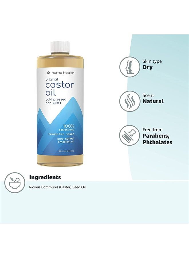 Castor Oil - 32 fl oz, Pack of 2 - Conditioning Oil for Body, Skin & Brows - Non-GMO, USDA-Certified Organic - Cold Pressed - Solvent & Hexane Free