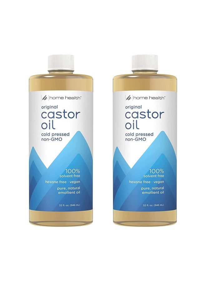 Castor Oil - 32 fl oz, Pack of 2 - Conditioning Oil for Body, Skin & Brows - Non-GMO, USDA-Certified Organic - Cold Pressed - Solvent & Hexane Free