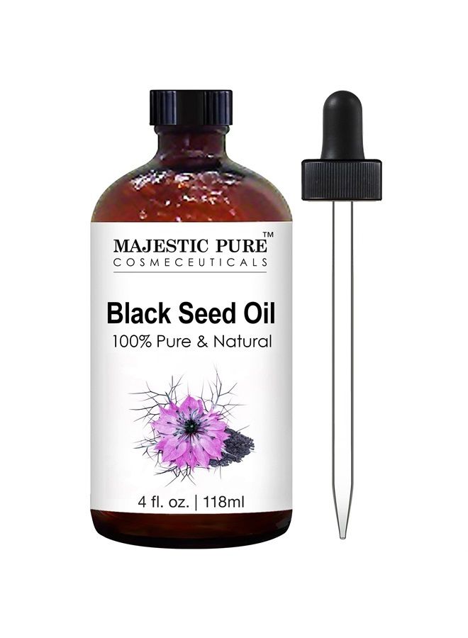 Black Seed Oil - 100% Pure, Natural & Cold Pressed Liquid - Nigella Sativa from Turkish Black Cumin Seed Oil - for Hair Growth, Skin, Face, Massage, and Essential Oils Mixing - 4 fl oz