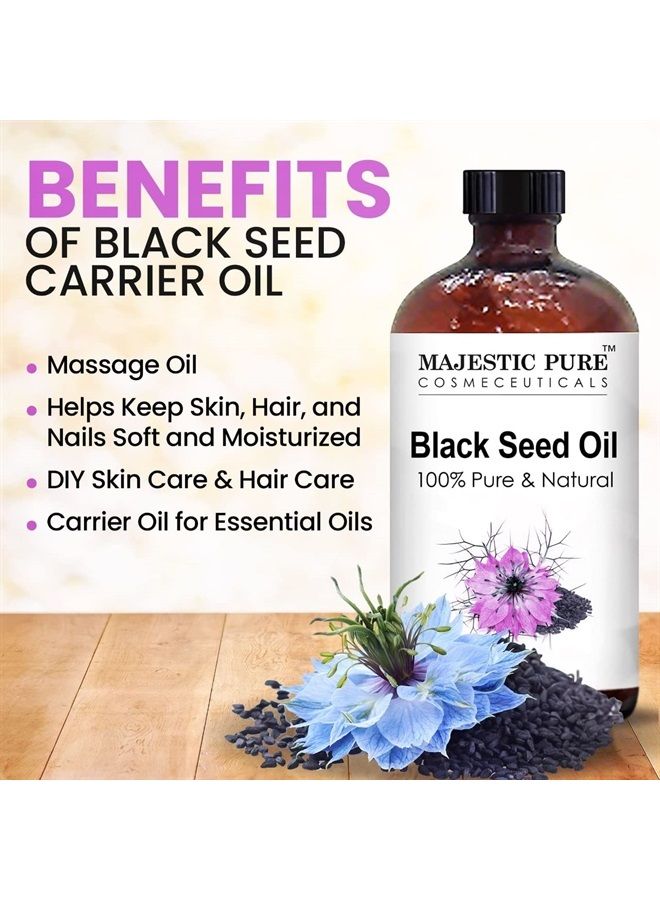 Black Seed Oil - 100% Pure, Natural & Cold Pressed Liquid - Nigella Sativa from Turkish Black Cumin Seed Oil - for Hair Growth, Skin, Face, Massage, and Essential Oils Mixing - 4 fl oz