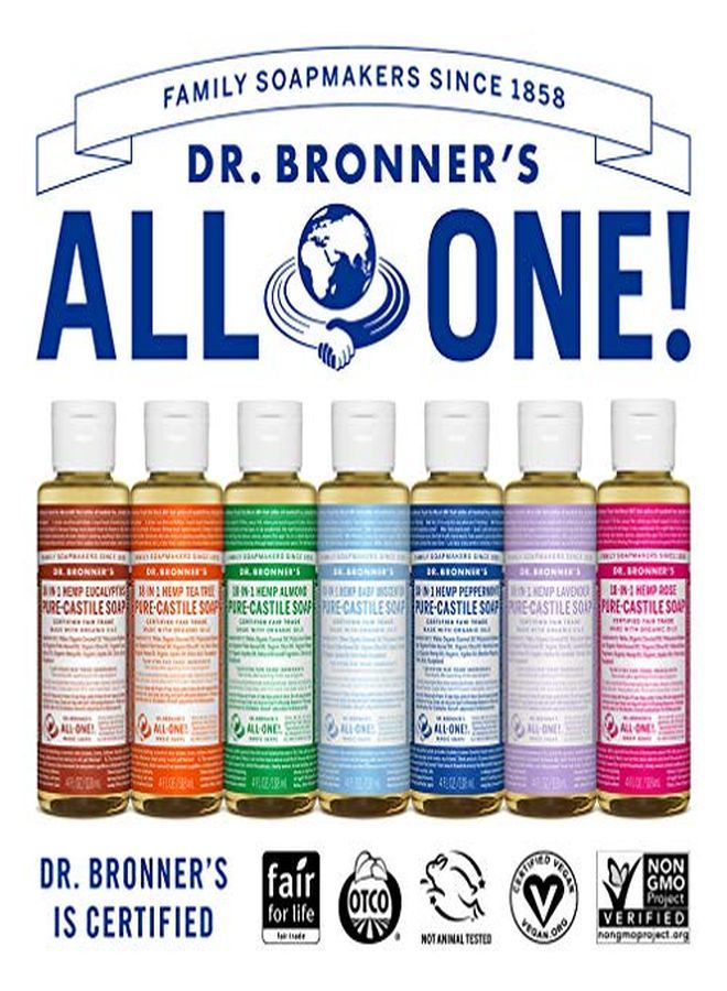Dr. Bronner'S  Purecastile Liquid Soap (Eucalyptus 4 Ounce)  Made With Organic Oils 18In1 Uses: Face Body Hair Laundry Pets And Dishes Concentrated Vegan Nongmo