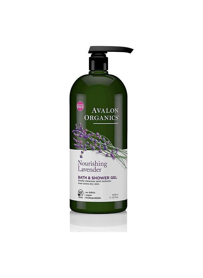 Bath & Shower Gel, Nourishing Lavender, 32 Oz