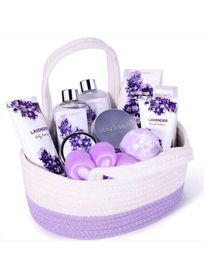 Gift Basket for Women - Bath Gifts Set for Women, Body & Earth Women Gift Basket with Essential Oil, Shower Gel, Bubble Bath, Body Lotion, Lavender Gifts for Women,Gifts for dad,Mom, father's Day Gift