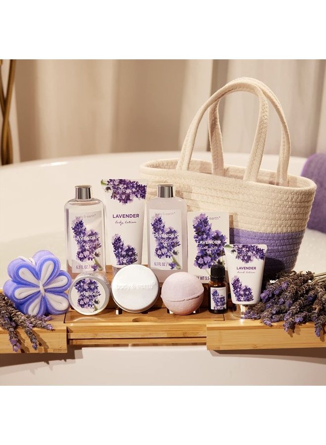 Gift Basket for Women - Bath Gifts Set for Women, Body & Earth Women Gift Basket with Essential Oil, Shower Gel, Bubble Bath, Body Lotion, Lavender Gifts for Women,Gifts for dad,Mom, father's Day Gift