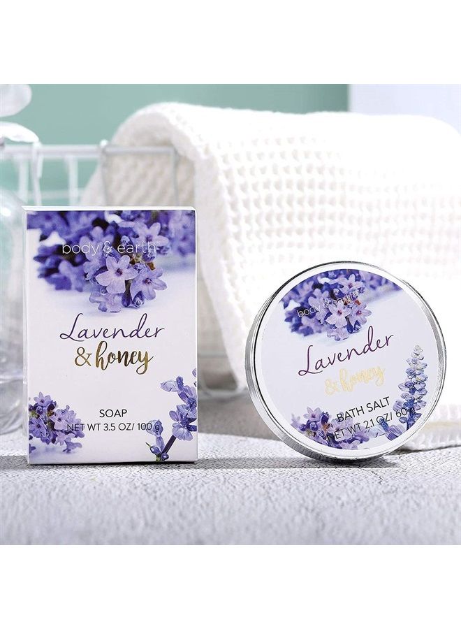 Gift Basket for Women - Gift Set for Women, Body & Earth Women Bath Set 8 Pcs Lavender&Honey Scent with Bubble Bath, Shower Gel, Body Lotion, Bath Salt, Birthday Gifts for dad,Mom,Father's Day Gifts