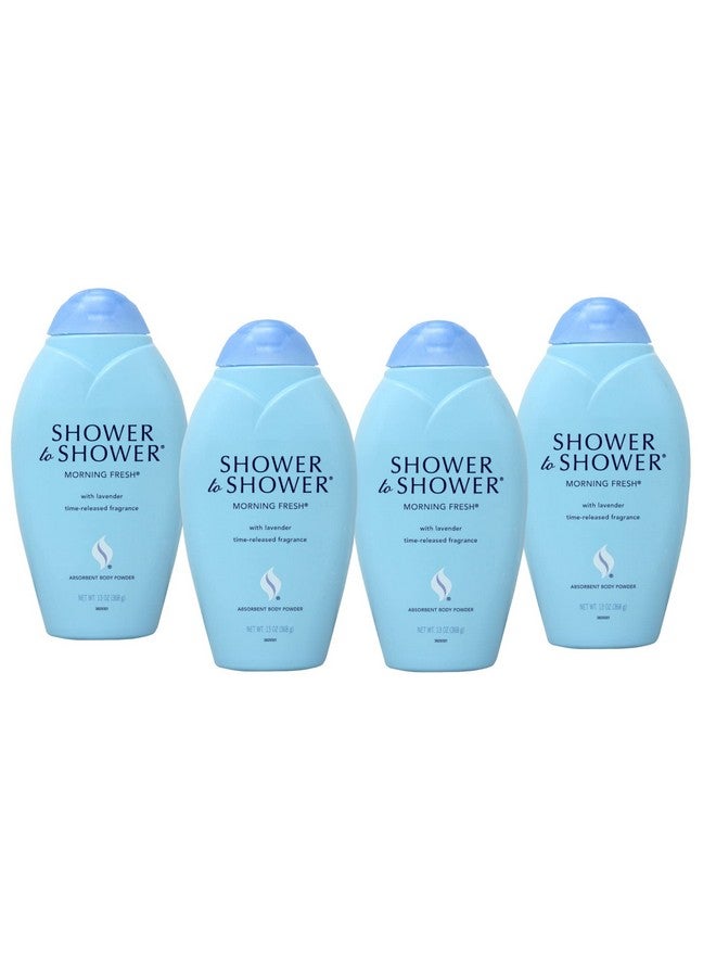 Hower To Shower Absorbent Body Powder Morning Fresh With Lavender 13Ounce Bottles (Pack Of 4)
