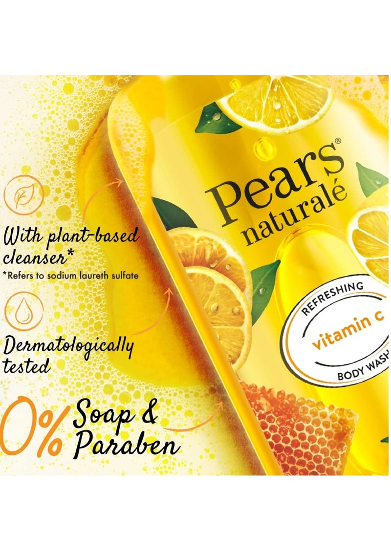 Pears Naturale Refreshing Vitamin C Body Wash with Natural Yuzu Lemon Vitamin C Honey Extract for Refreshed Radiant Skin 750 ml