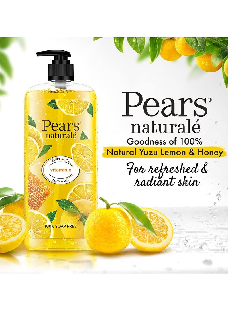 Pears Naturale Refreshing Vitamin C Body Wash with Natural Yuzu Lemon Vitamin C Honey Extract for Refreshed Radiant Skin 750 ml