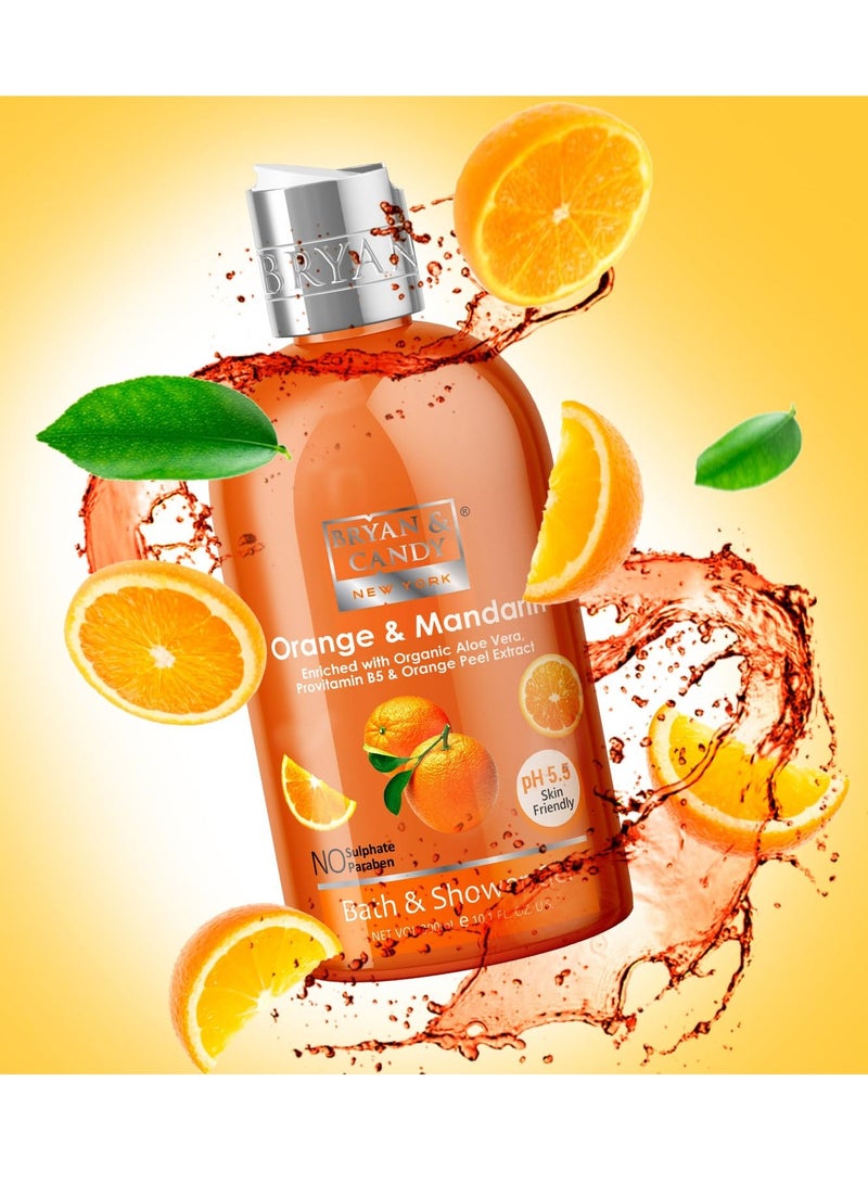 Bryan And Candy Orange and Mandarin Shower Gel 300ml with Aloe Vera Gentle Moisturizing Body Wash for Soft Supple Skin