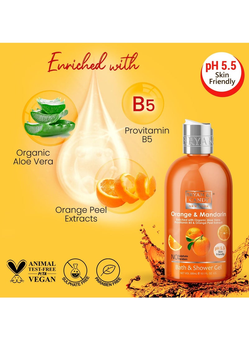 Bryan And Candy Orange and Mandarin Shower Gel 300ml with Aloe Vera Gentle Moisturizing Body Wash for Soft Supple Skin