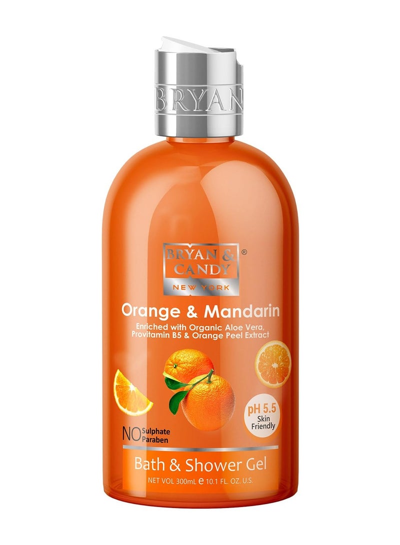 Bryan And Candy Orange and Mandarin Shower Gel 300ml with Aloe Vera Gentle Moisturizing Body Wash for Soft Supple Skin