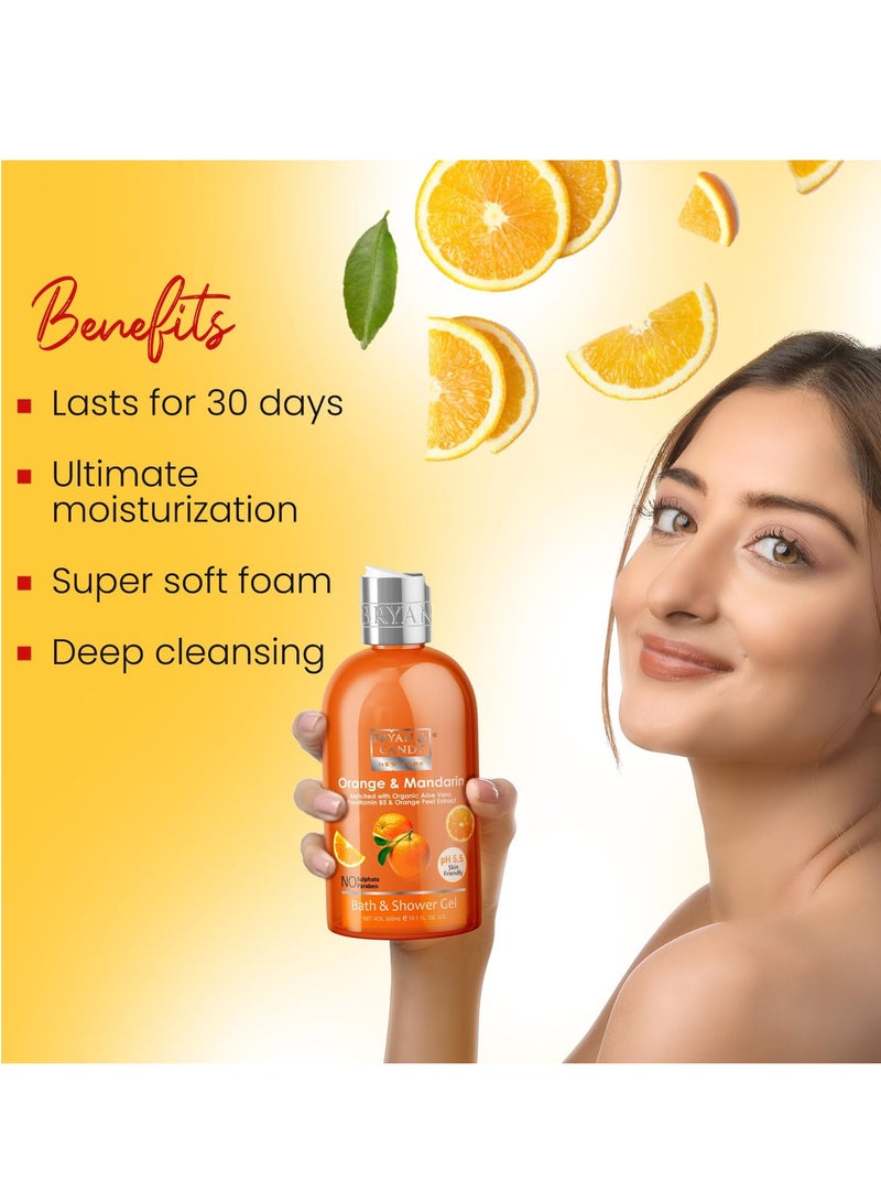 Bryan And Candy Orange and Mandarin Shower Gel 300ml with Aloe Vera Gentle Moisturizing Body Wash for Soft Supple Skin