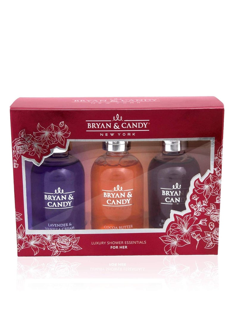 Bryan And Candy Luxurious Shower Gel Combo Kit Diwali Ph5.5 Skin Friendly Travel Size Fresh Fragrances 300G Pack of 3