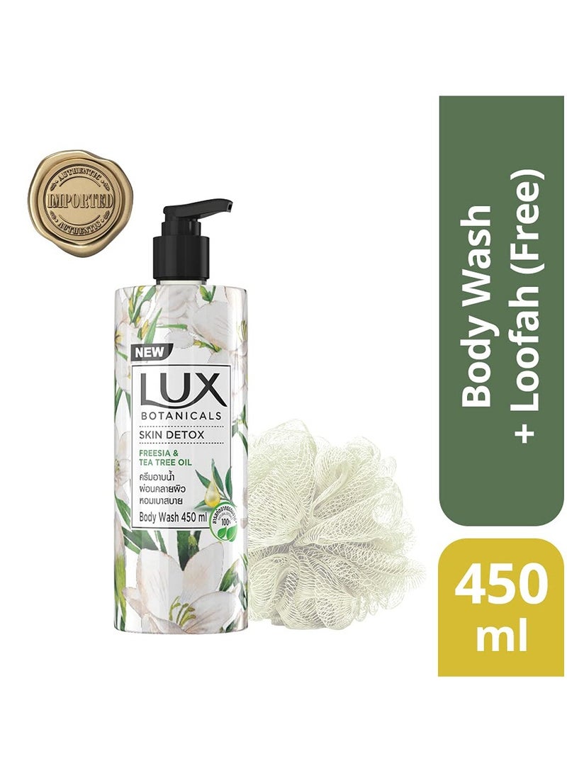 Lux Botanicals Skin Detox Shower Gel Natural Extracts No Paraben Free Loofah 450 ml