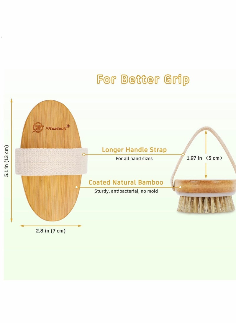 Body Brush Set for Wet or Dry Brushing - Natural Bristle Dry Brush for Exfoliating Skin