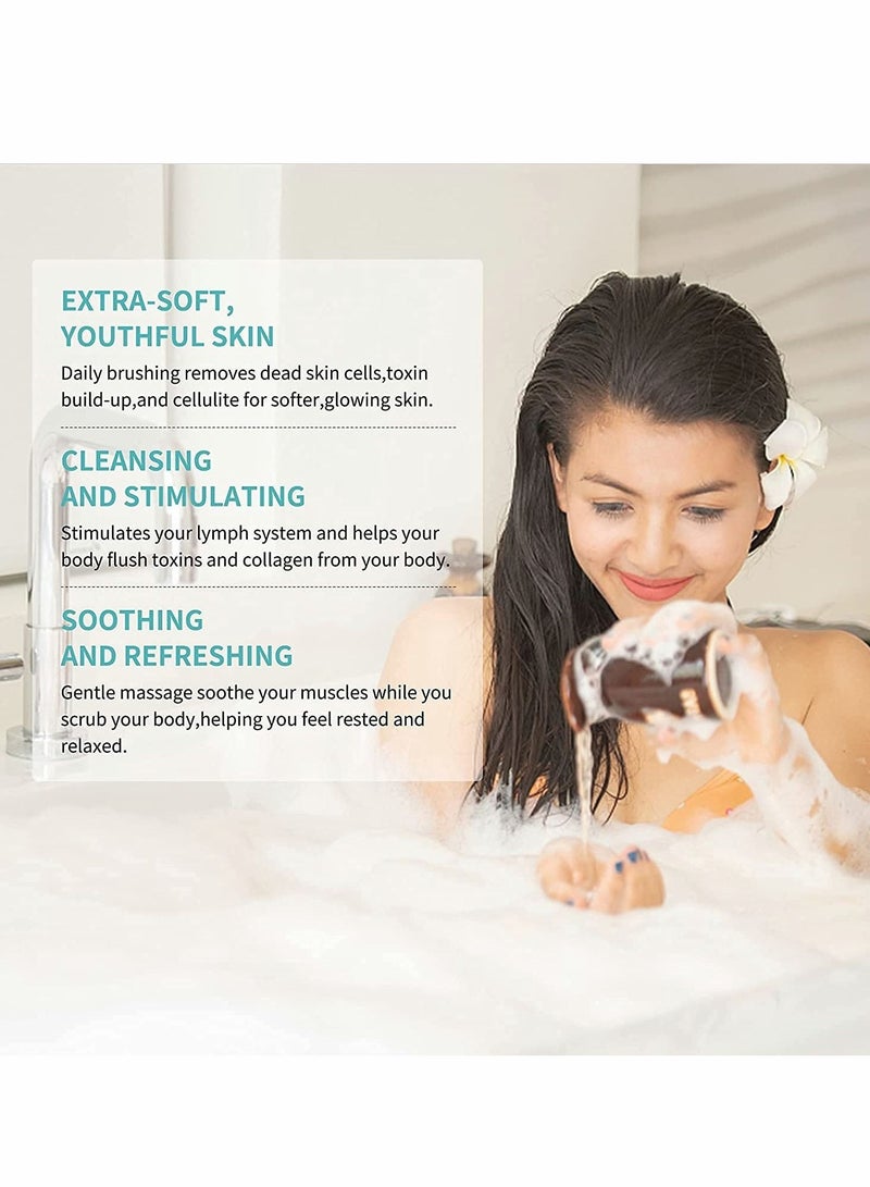 Electric Shower Brush Rechargeable Rotating Long Handle Back Scrubber Suitable for Body Cleansing Exfoliation Waterproof and Non-Slip with 4 Types of Brush Heads (Blue)