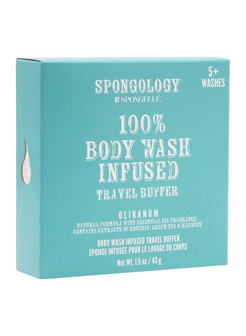 Spongology Olibanum Travel Buffer 1 unit 5+ Washes, Cruelty-Free, Exfoliating Bath Sponge With Rosehip And Hibiscus Extracts