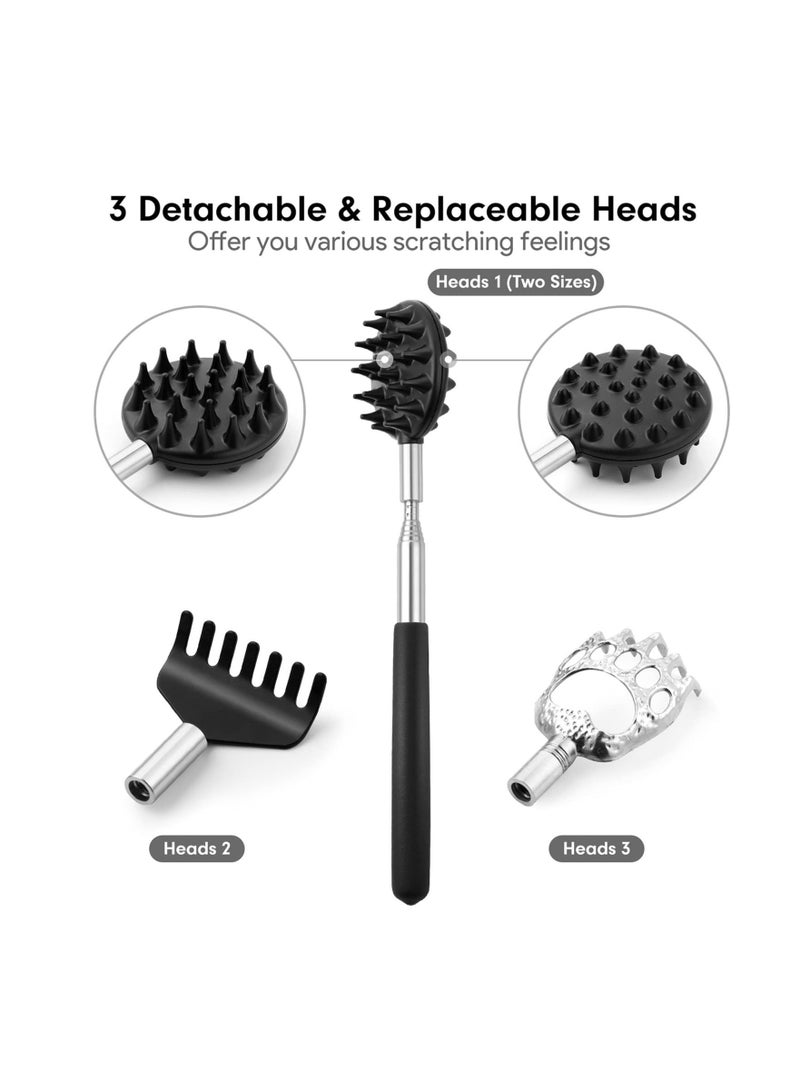 SYOSI Telescoping Back Scratcher with 3Pcs Detachable Scratching Heads, Extendable Backcratchers