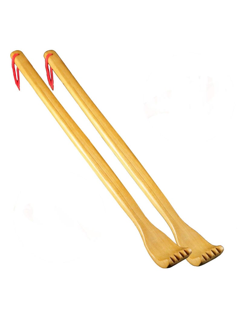 2Pcs Wooden Manual Back Scratchers Massager Long Scratcher for Body Relaxation Relieving Discomforts Itching